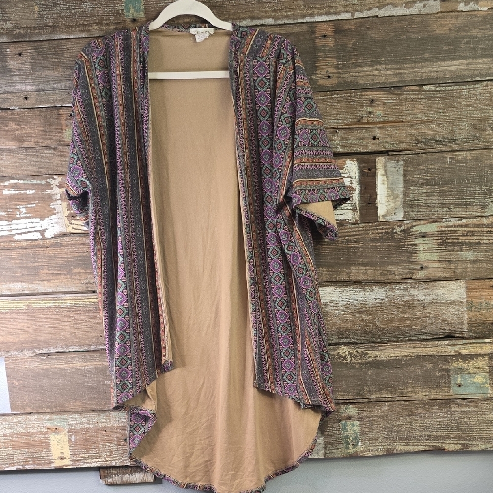 Miley & Molly Colorful Patterned Kimono Cardigan, Size S